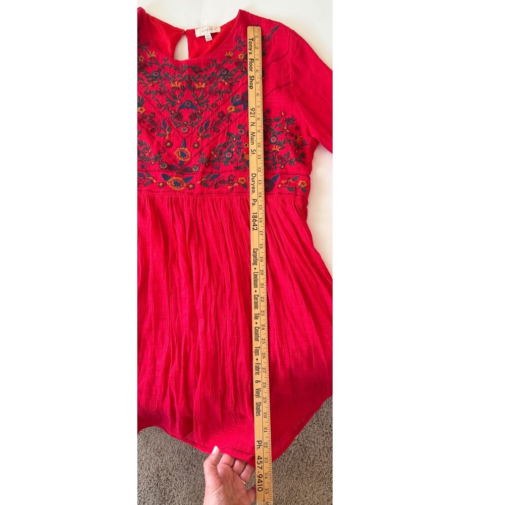 Umgee Red Embroidered Floral Bell Sleeve Tunic Top 2XL Cottagecore Whimsigoth - Picture 8 of 9